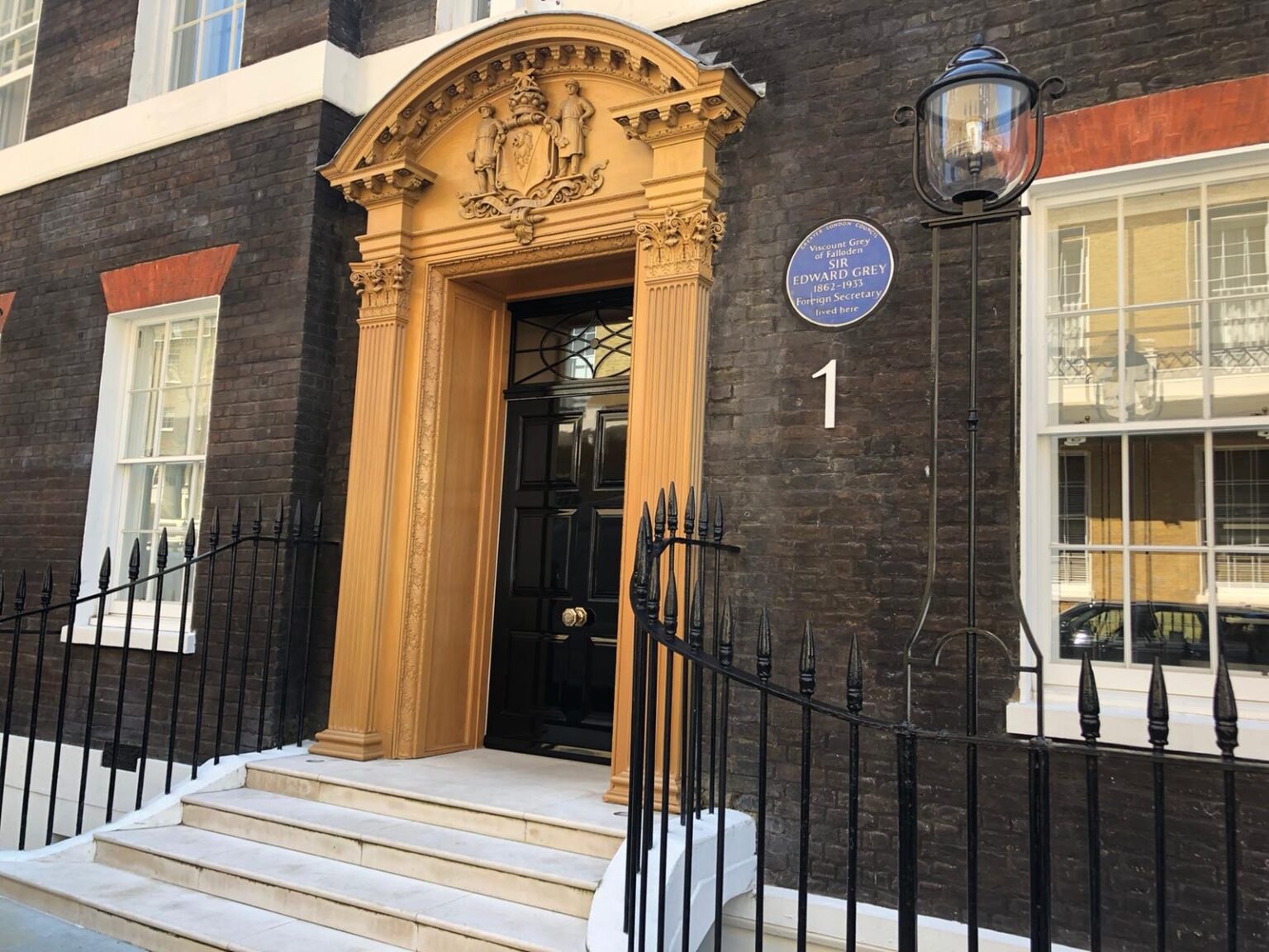 Stonework detail at Queen Anne's Gate, Westminster